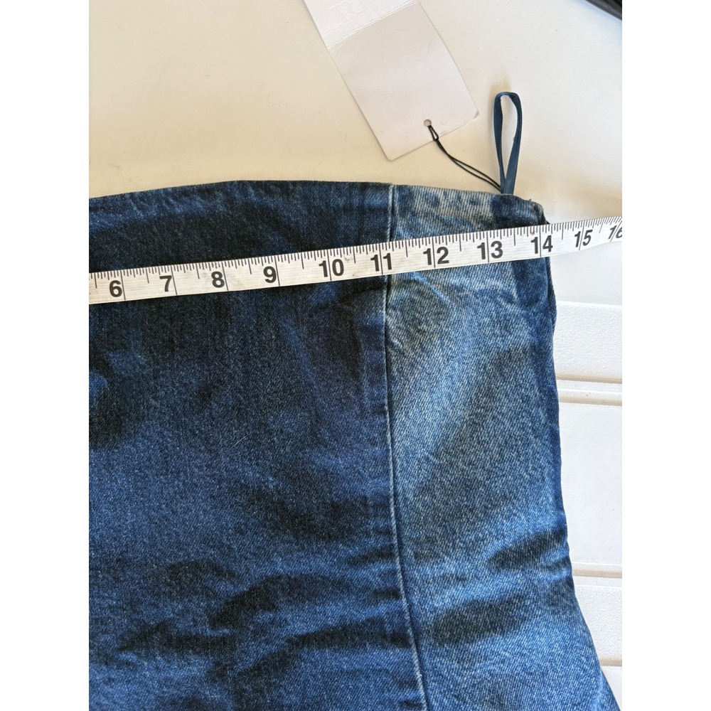 Zara TRF Two Tone Blue Denim Strapless Bandeau Corset Top Side Zip Small NEW - Picture 8 of 10